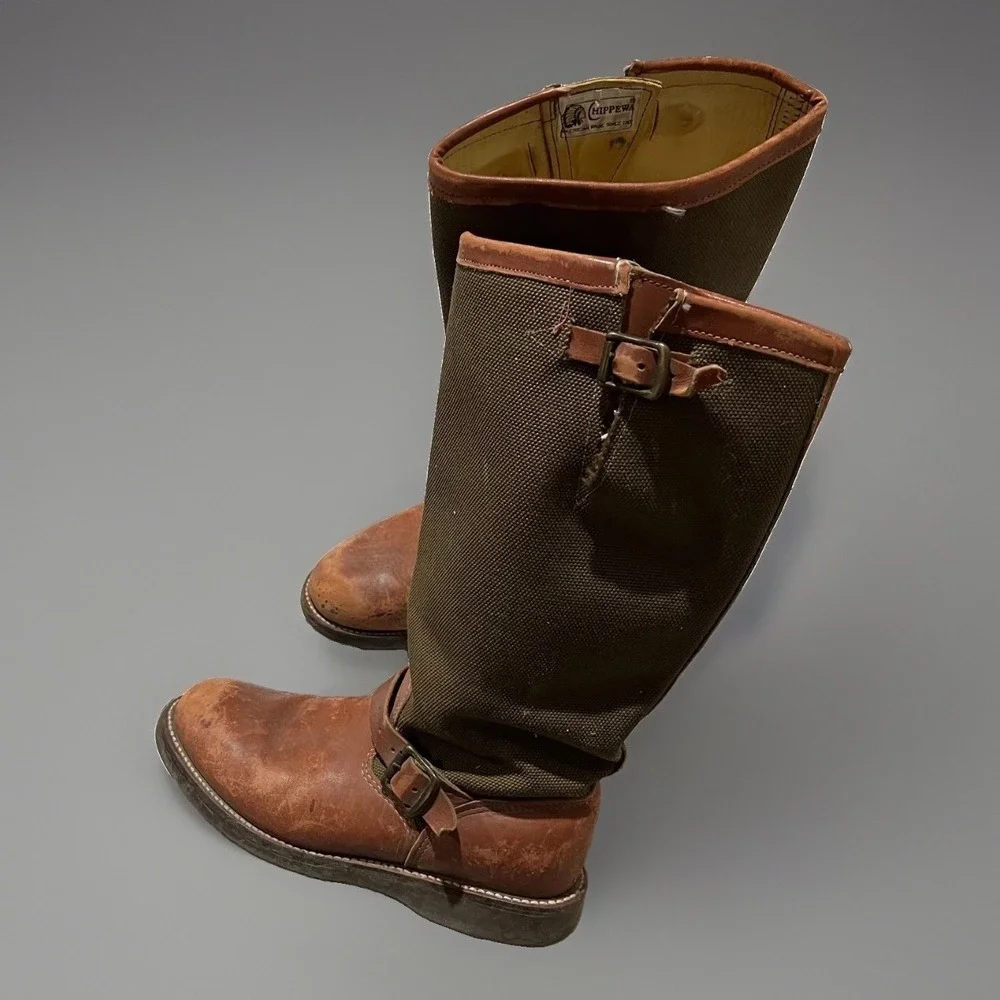 Chippewa Mens Brown Leather Vipercloth Round Toe Pull On Snake Hunting Boots 9.5